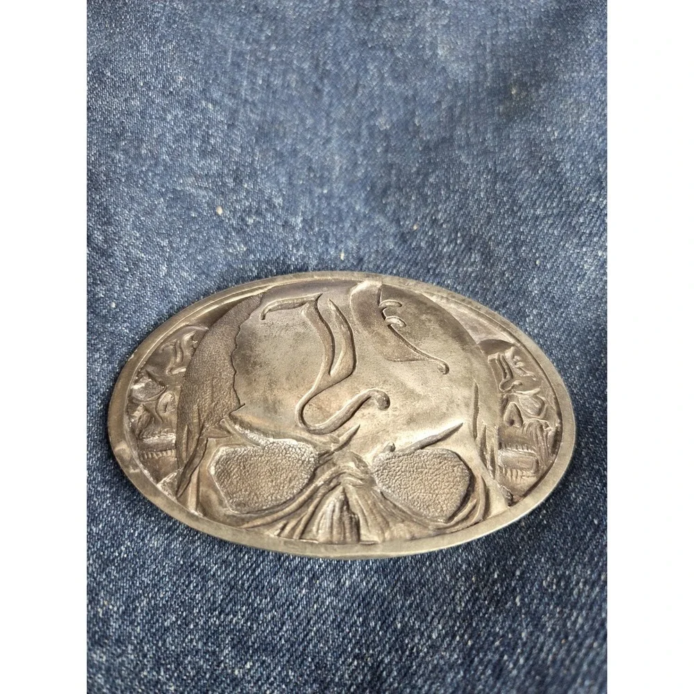 Vintage Solid Metal Pirates Belt Buckle Skull Nautical